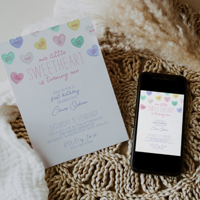 Chérie Saint Valentin 1er anniversaire Invitation (Créateur téléchargé)