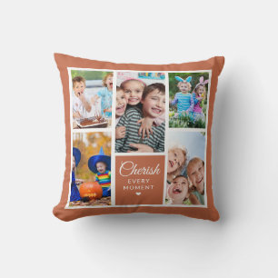 Cherish Every moment Terracotta 5 Foto Collage Kissen