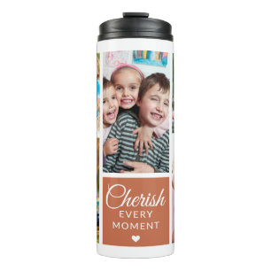 Cherish Every moment Terracotta 5 Foto Collage Thermosbecher
