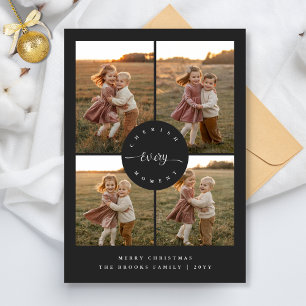Cherish Jeden Augenblick Elegante 4 Foto Weihnacht Feiertagskarte
