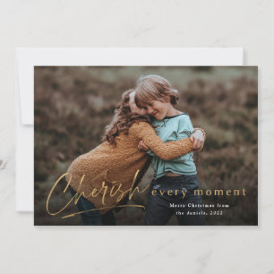 Cherish Jeden Augenblick Script Foto Frohe Weihnac Karte