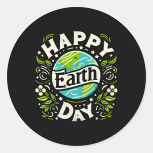 Cherish Our Earth Happy Earth Day Runder Aufkleber