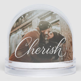 Cherish Script Photo Snow Globe – Personalized 2‑P Schneekugeln