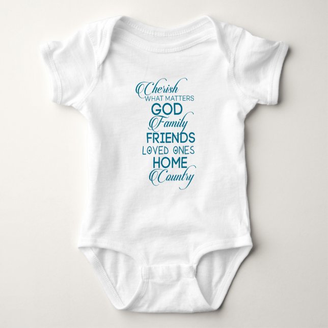 Cherish, was Aquamarin zählt Baby Strampler (Vorderseite)