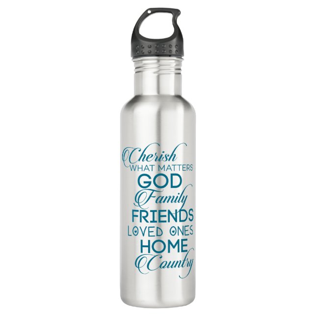 Cherish, was Aquamarin zählt Edelstahlflasche (Vorderseite)