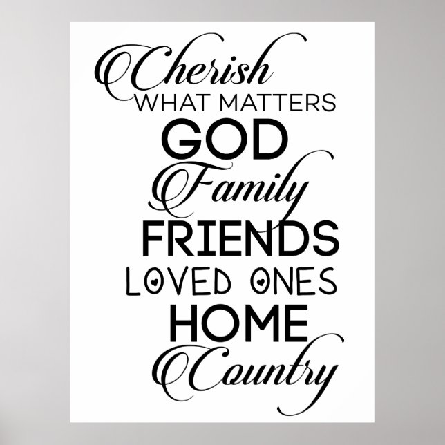 Cherish What Matters Poster (Vorne)