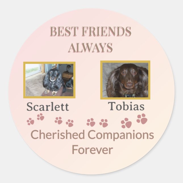 Cherished Companions Pawprint Runder Aufkleber (Vorderseite)