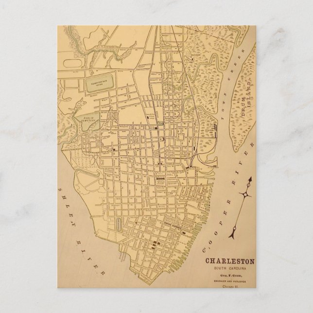 Cherleston SC Vintage Mapt Postcard Postkarte (Vorderseite)