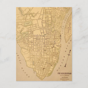 Cherleston SC Vintage Stadtplan Postkarte