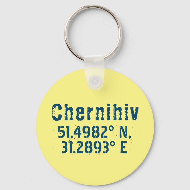 Chernihiv Ukraine Latitude & Longitude beunruhigt Schlüsselanhänger (Vorderseite)