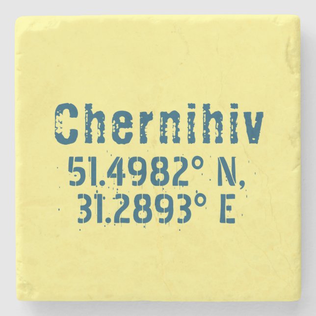 Chernihiv Ukraine Latitude & Longitude beunruhigt Steinuntersetzer (Vorderseite)