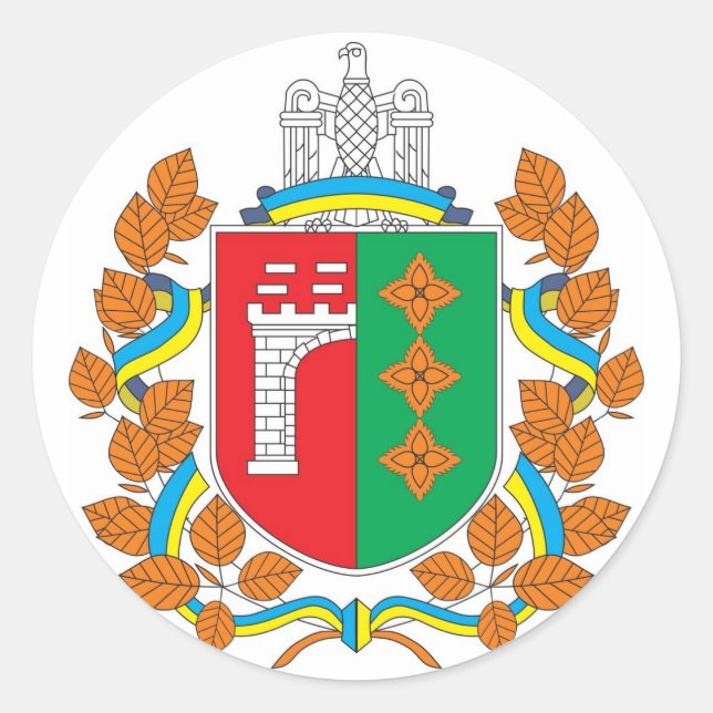 Chernivtsi Oblast COA, Ukraine Runder Aufkleber (Vorderseite)