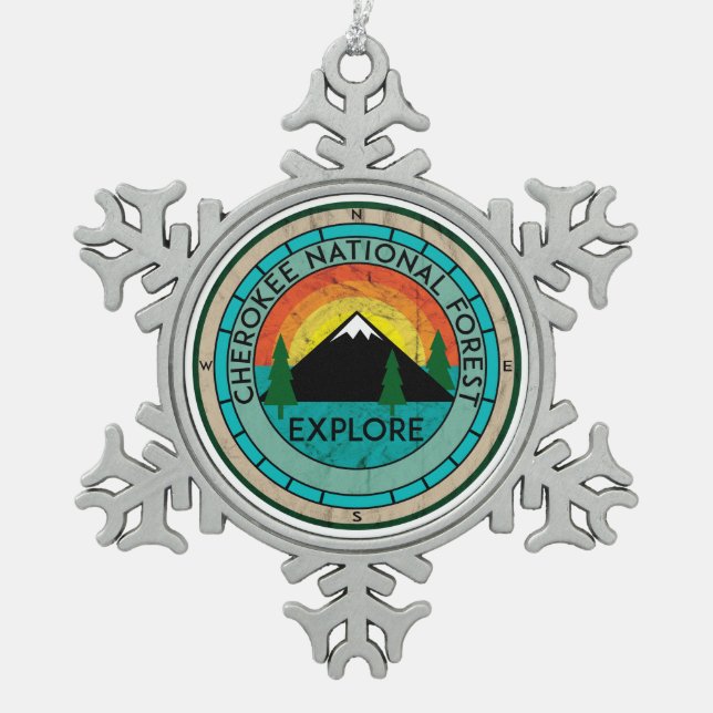 Cheroké National Forest Tennessee Schneeflocken Zinn-Ornament (Vorderseite)