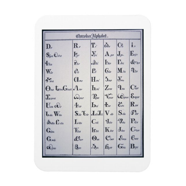 Cherokee Alphabet, entwickelt 1821 (Druck) Magnet (Vertikal)