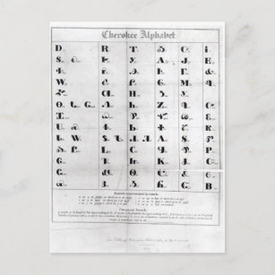 Cherokee Alphabet, Pendeltons "Lithografie" Postkarte