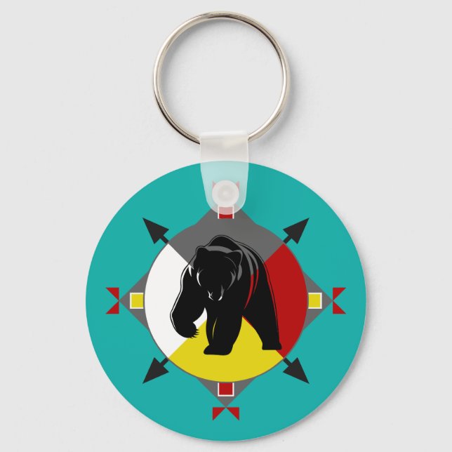 Cherokee Four Directors Bear Button Schlüsselanhän Schlüsselanhänger (Vorderseite)