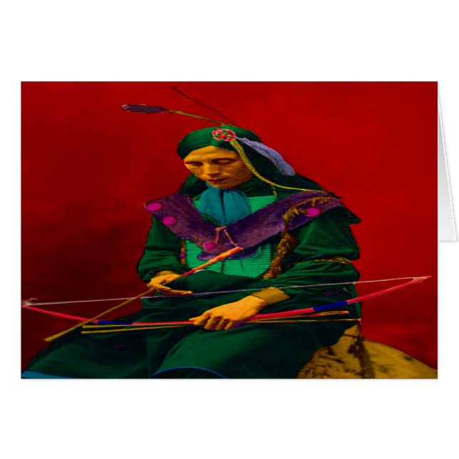 Cherokee Indian Pop Art Grußkarte (Vorderseite (Horizontal))