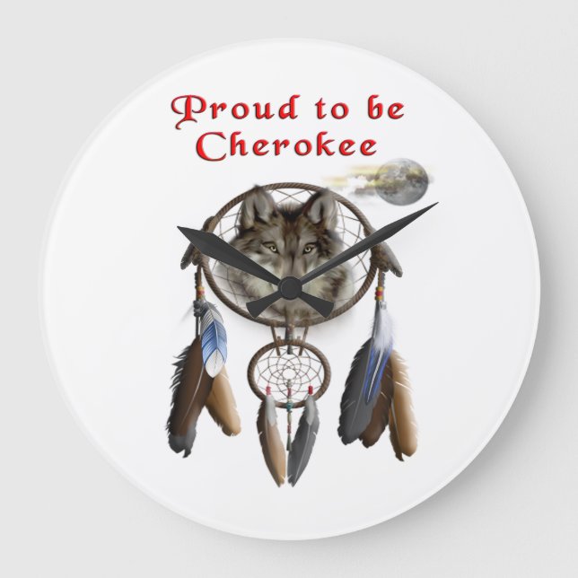 Cherokee Indianerkleidung Große Wanduhr (Vorderseite)