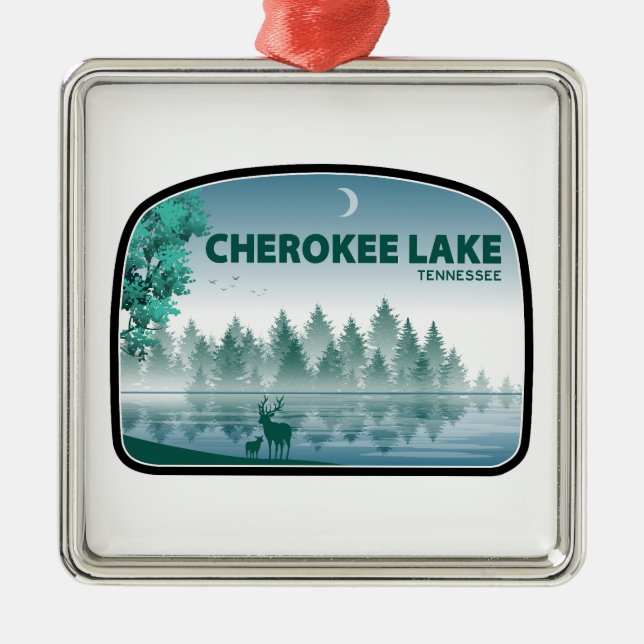 Cherokee Lake Tennessee Deer Ornament Aus Metall (Vorne)