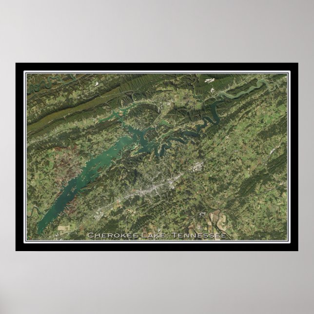 Cherokee Lake Tennessee Satelliten-Poster Karte Poster (Vorne)