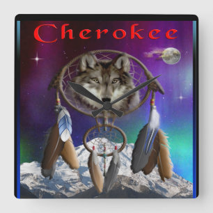 Cherokee Nation Quadratische Wanduhr