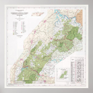Cherokee National Forest Map (1996) Poster