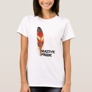 Cherokee Navajo Sioux Krieger Kunst Erbe Feder T-Shirt