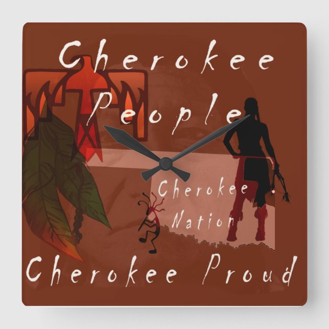 Cherokee People Quadratische Wanduhr (Vorderseite)