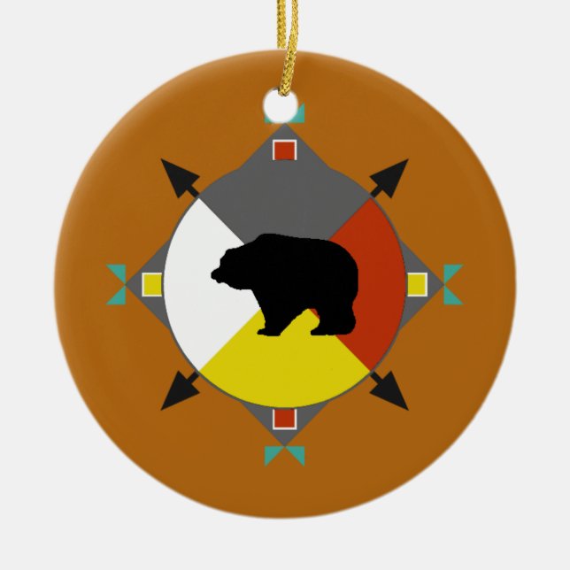Cherokee Richtungs-Verzierung des Bärn-vier Keramikornament (Vorne)