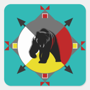 Cherokee Vier Richtungen Bear Square Sticker