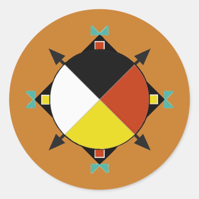 Cherokee Vier Richtungen Runder Aufkleber (Vorderseite)