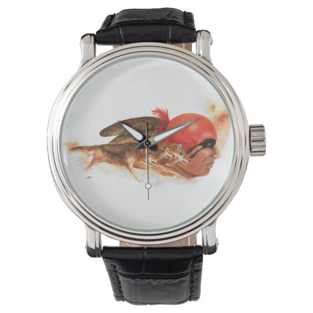 Cherokee Wolf Clan Armbanduhr (Vorderseite)