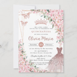 Cheroms Rose Gold Dress Gown Quinceañera Einladung