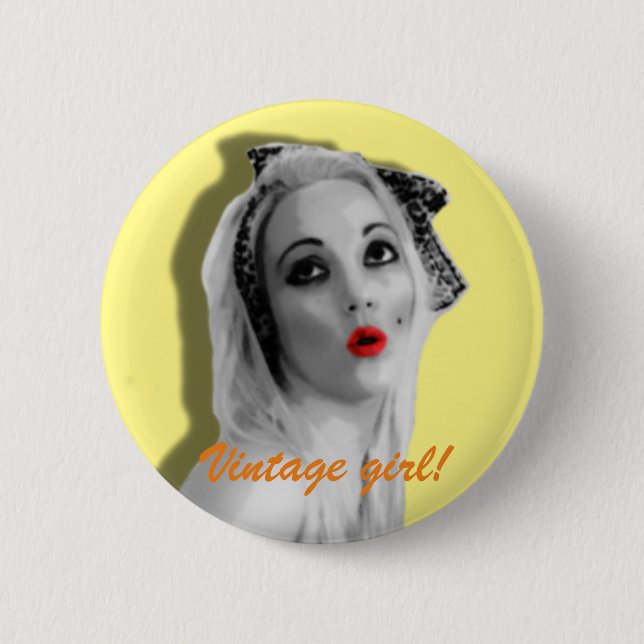 Cherrie Au Lait Retro Pinup Vintages Abzeichen Button (Vorderseite)