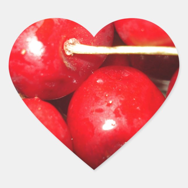 Cherries Art Foto Herz-Aufkleber (Vorderseite)