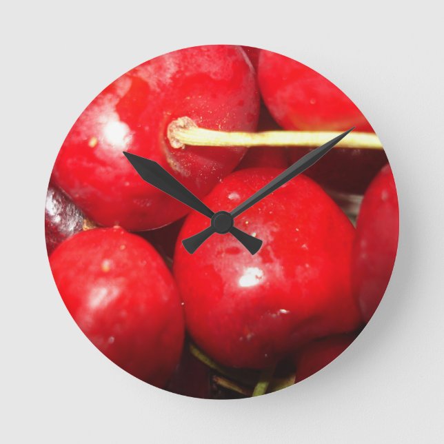 Cherries Art Foto Runde Wanduhr (Vorderseite)