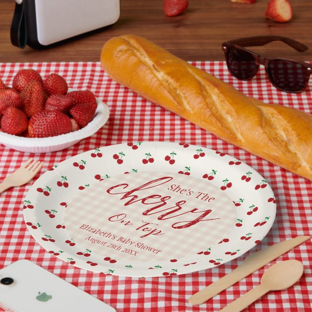 Cherries Baby Dusche Pappteller (Picknick)