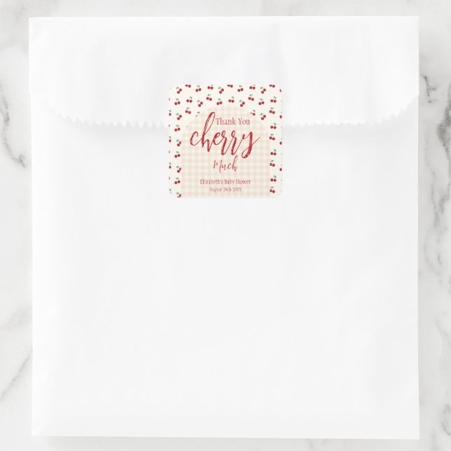 Cherries Baby Dusche Quadratischer Aufkleber (Tasche)
