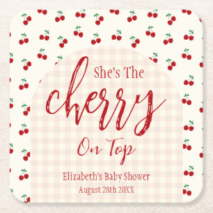 Cherries Baby Dusche Rechteckiger Pappuntersetzer