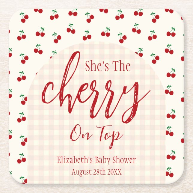 Cherries Baby Dusche Rechteckiger Pappuntersetzer (Vorderseite)