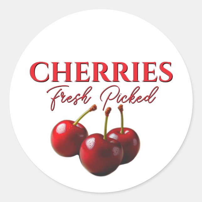 Cherries fresh picked  runder aufkleber (Vorderseite)