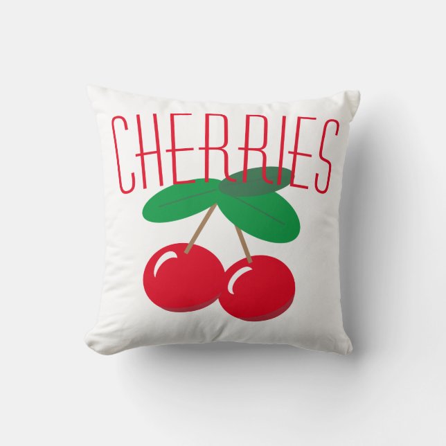 Cherries Frucht Red White Throw Kissen (Vorderseite)