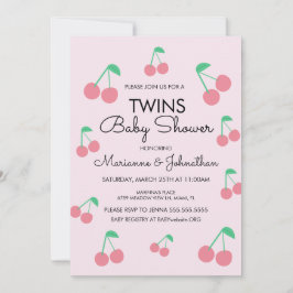 Cherries Frucht Rosa Twins Baby Dusche Einladung