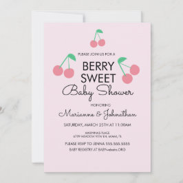Cherries Fruit Pink Red Baby Dusche Einladung