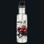 Cherries Gusto Poetry Edelstahlflasche<br><div class="desc">Dieses Design verbindet die eleganten Holzkohlelinien mit einer Touch lebendiger Farben. Die in Schwarz und Grau gezeichnet Blätter schaffen eine ruhige und Bio Basis, mit weichen Linien und subtilen Texturen, die die Natur erwecken. In der Mitte zeichnen sich Kirschen in intensiv roter Farbe durch Charme und Frische aus, wie kleine...</div>