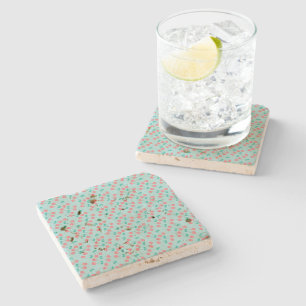 Cherries Hand lackierte Wasserfarbe Aquamarin Steinuntersetzer