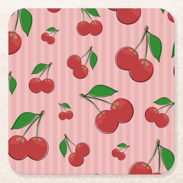 Cherries Illustration Rechteckiger Pappuntersetzer (Vorderseite)