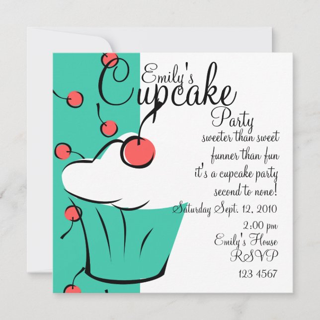 Cherries Jubilation Cupcake Einladung (Vorderseite)