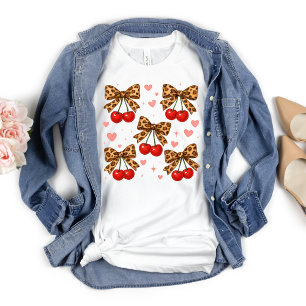 Cherries Leopard Cheetah Bow Coquette Ästhetik T-Shirt