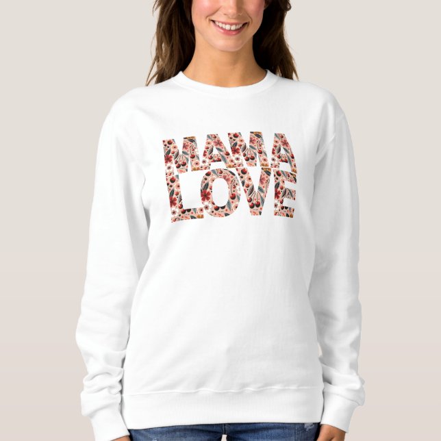 Cherries Mama Liebe Typografie Sweatshirt (Vorderseite)